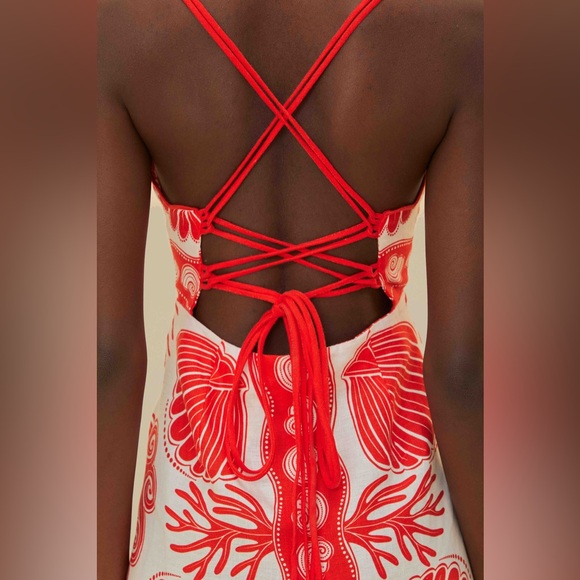 Farm Rio White Ainika Shell Euroflax™ Premium Linen Mini Dress - Picture 5 of 11